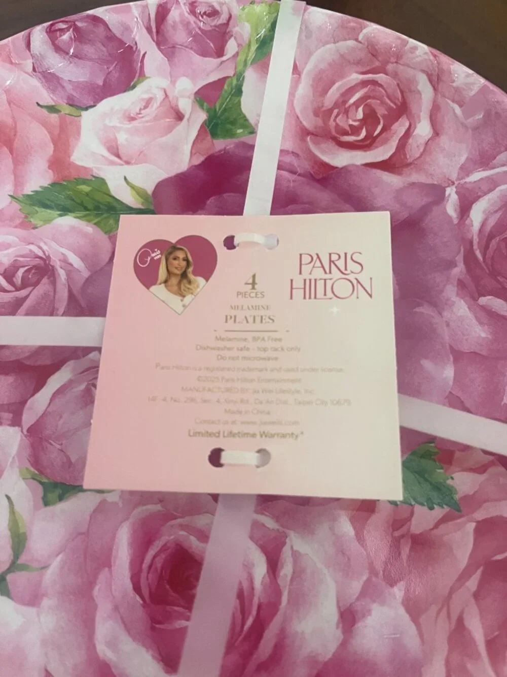 Paris Hilton Jadore Pink Rose Plates Bowls Set 8pc Scalloped Thats Hot